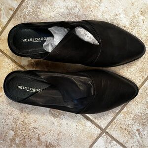 Kelsi Dagger Brooklyn Black Size 8 Vegan Leather Ashland Mules—New in Box